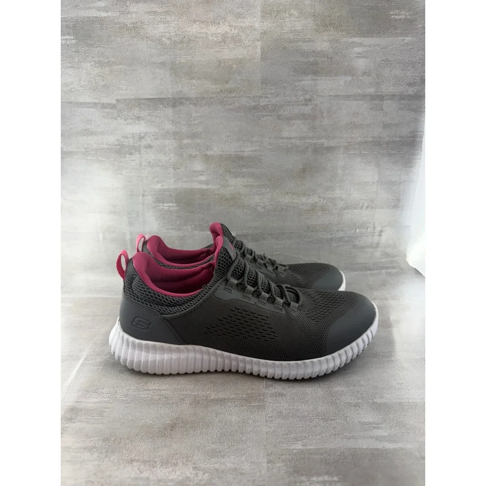 Skechers Work Slip Resistant Shoes Women Sz 9 Wide Grey Pink 77260W Relaxed Fit